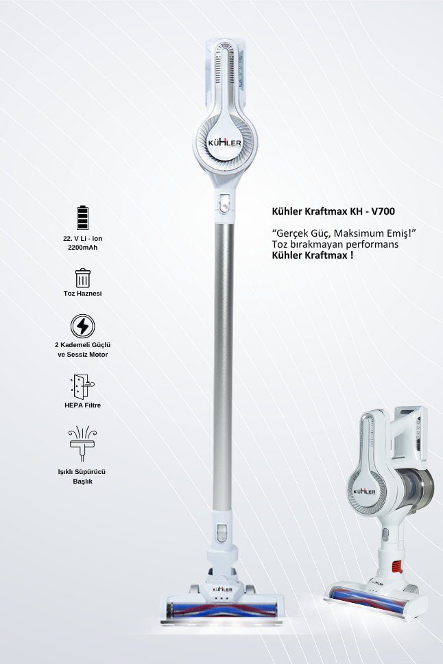 Kühler Homart  KH-V300 1009 Turbo Fırçalı Dikey Kablosuz Şarjlı Süpürge